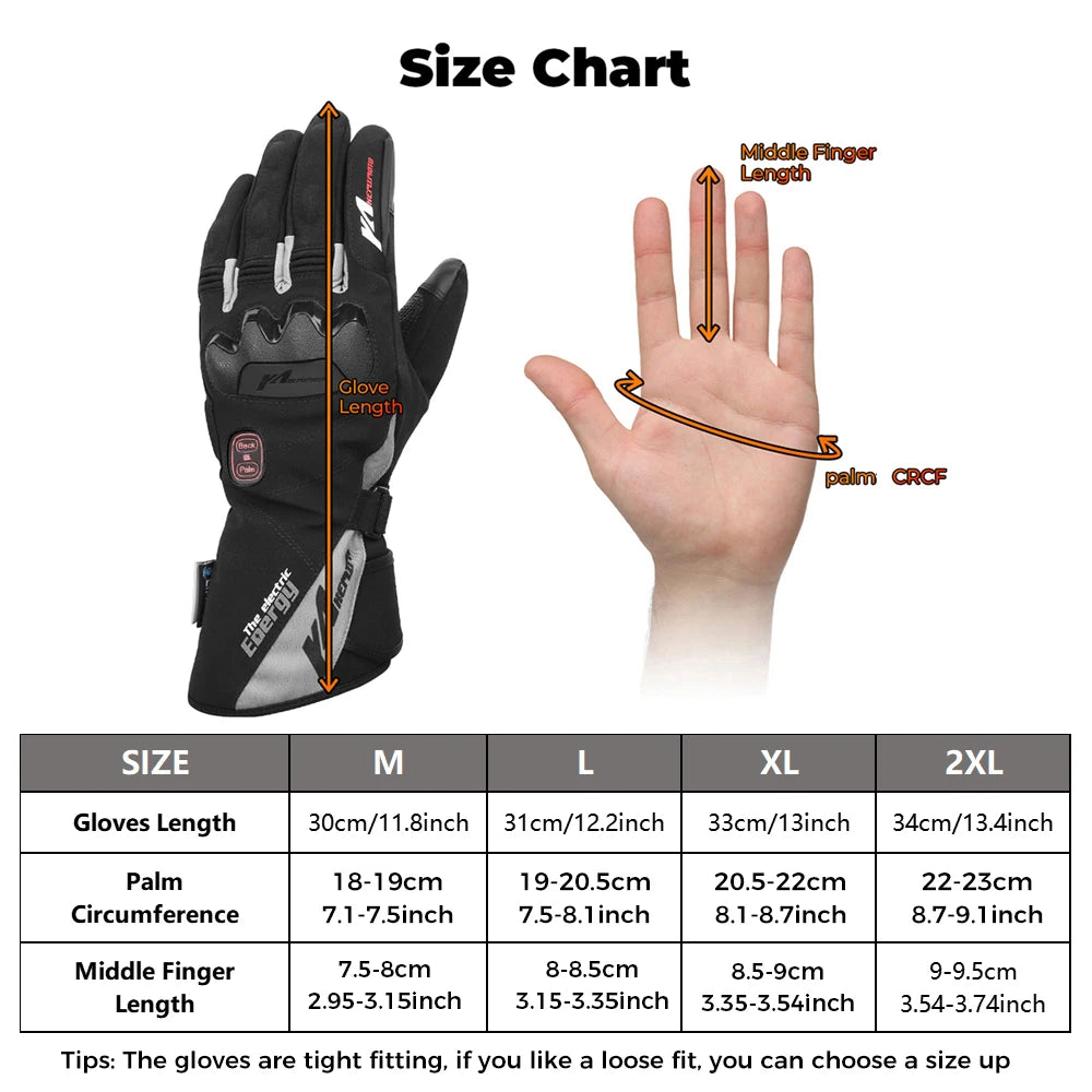 KEMIMOTO ski gants chauffants hiver gants chauffants pour motoneige chaud imperméable Rechargeable chauffage thermique Moto gants