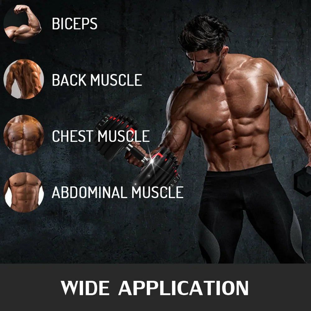 VEVOR Haltère réglable en acier 24/40KG 52.5/90LBS Fitness pour salle de sport à domicile, entraînement des bras et des muscles avec système QuickLock (rouge/noir)