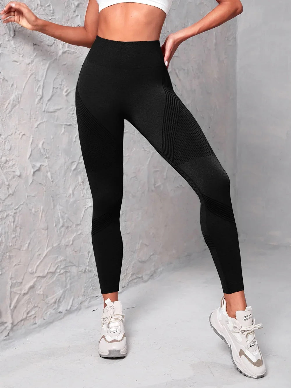 Leggings élastiques taille haute pour femmes, collants tricotés solides, sans couture, levage des fesses, Fitness, Yoga, mode, Leggings de sport