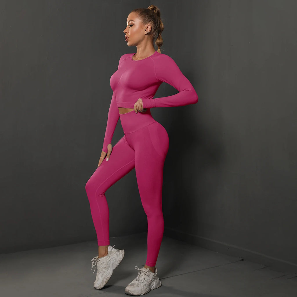 Ensemble de Yoga sans couture, haut court, Leggings taille haute, costumes pour femmes, vêtements d'entraînement de haute qualité, Fitness, ensemble deux pièces pour femmes
