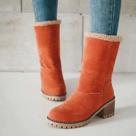 Bottes de neige doublées en polaire mi-mollet pour femmes, taille 43, Style Wish, bottes en coton confortables améliorées en caoutchouc pour l'automne et l'hiver