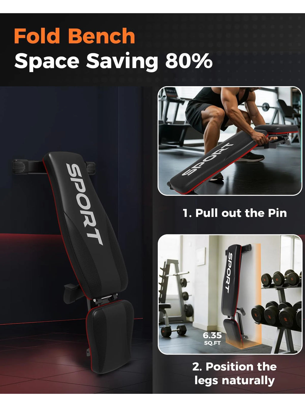 Banc de musculation utilitaire pour entraînement complet du corps, banc d'entraînement incliné pliable avec 5 dossiers, entraînement de force à domicile pliable rapide