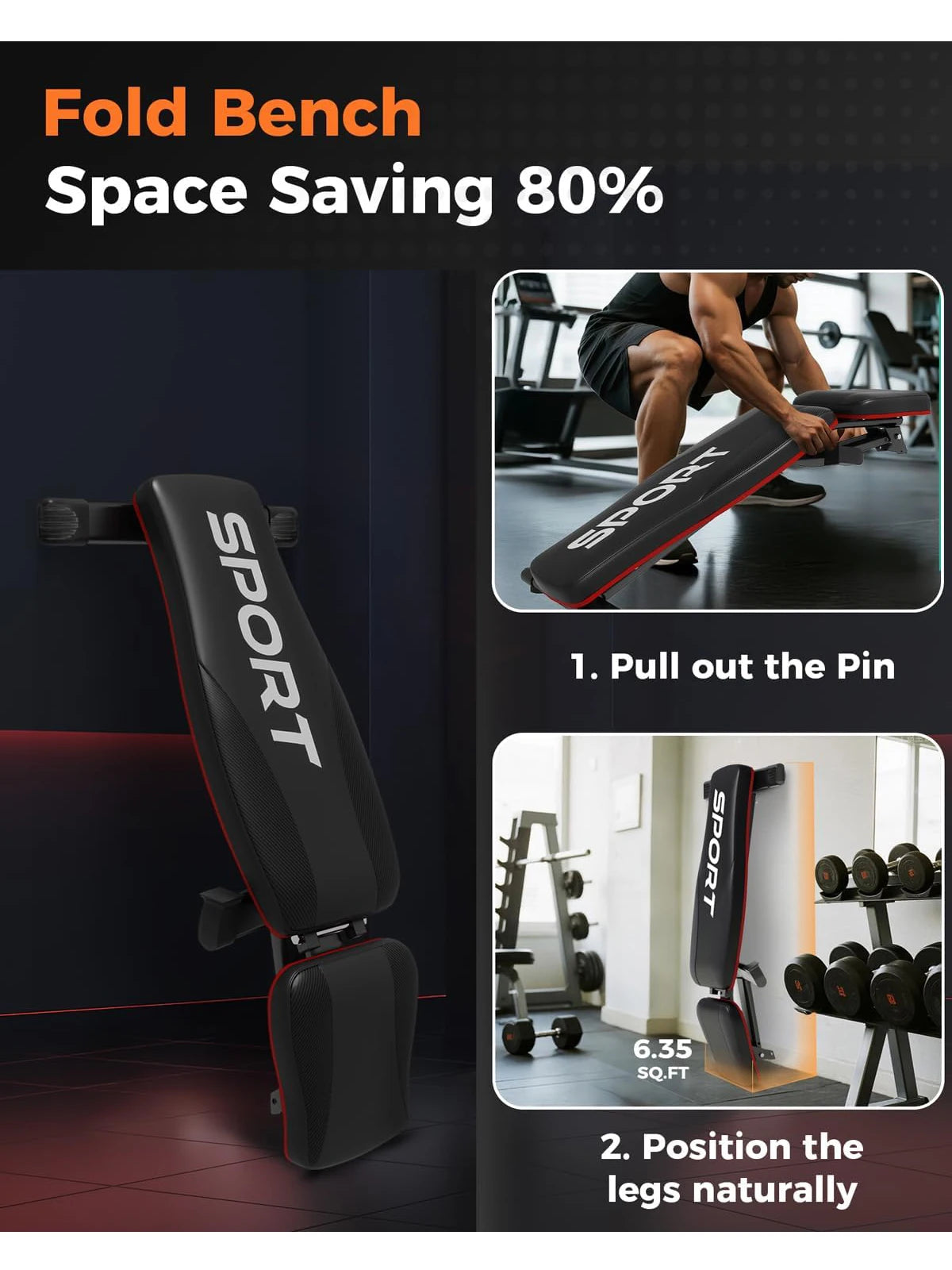 Banc de musculation utilitaire pour entraînement complet du corps, banc d'entraînement incliné pliable avec 5 dossiers, entraînement de force à domicile pliable rapide