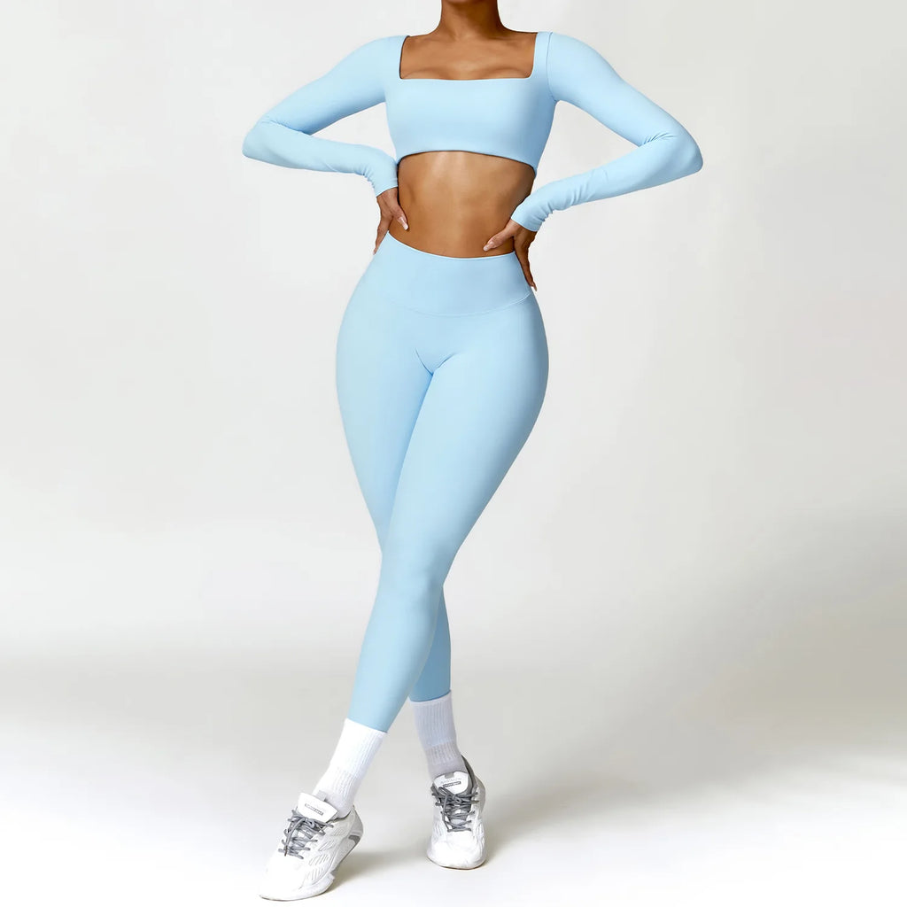 Costume de Yoga 2 pièces vêtements de Sport ensemble de Sport femmes survêtements vêtements de Sport soutien-gorge de Sport Fitness haut à manches longues entraînement Legging ensemble de Yoga