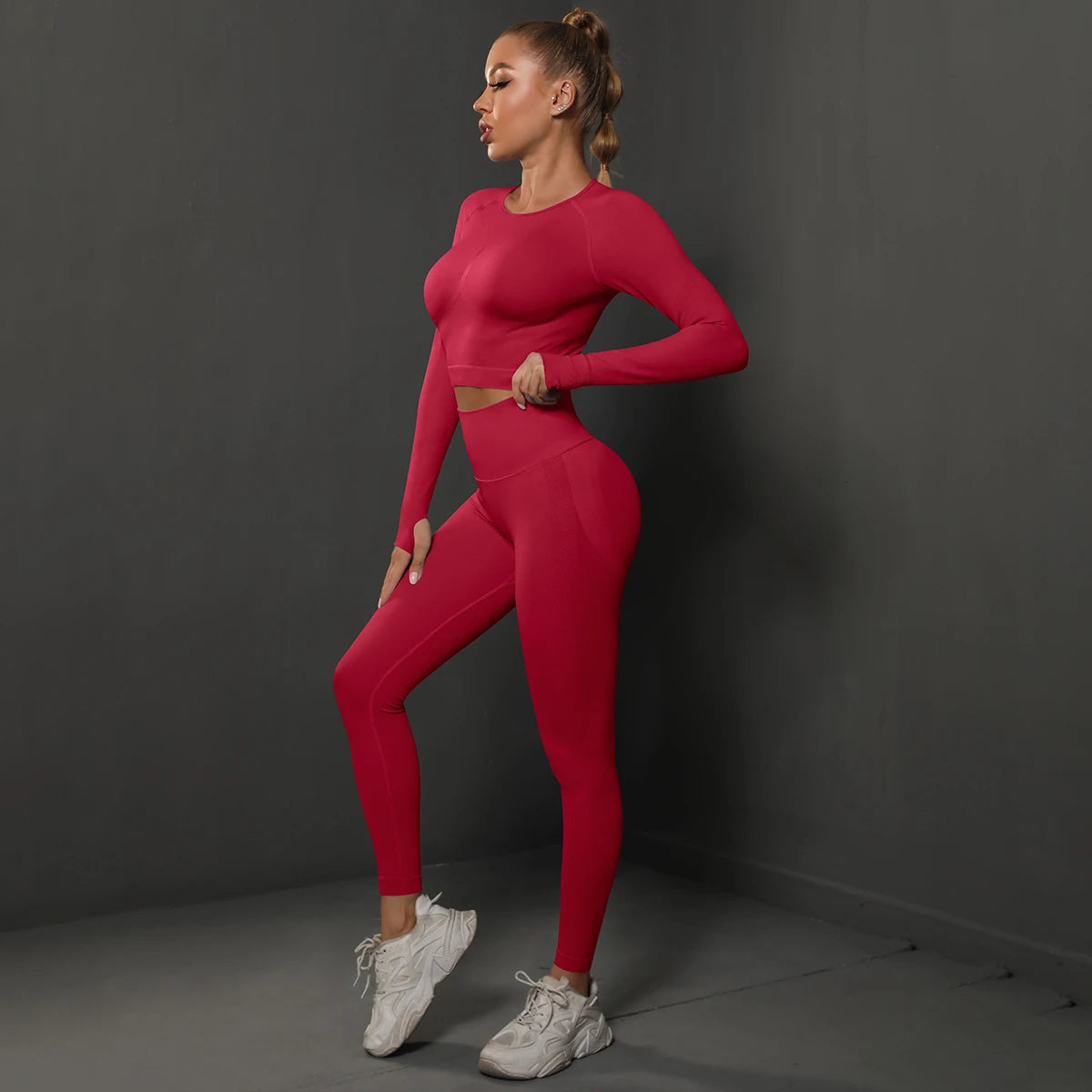 Ensemble de Yoga sans couture, haut court, Leggings taille haute, costumes pour femmes, vêtements d'entraînement de haute qualité, Fitness, ensemble deux pièces pour femmes