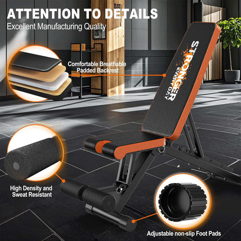 Banc de musculation pliable et réglable, banc d'entraînement multifonctionnel pour la maison avec une capacité de charge de 400 kg, banc incliné 4 en 1 (A200)