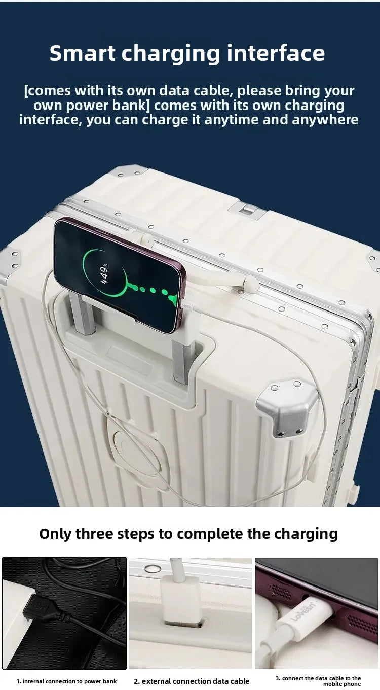 2025 nouvelle valise multifonction avec chargement USB cadre en aluminium + valise PC cabine de voyage porte-monnaie mâle et femelle 28/30 pouces 캐
