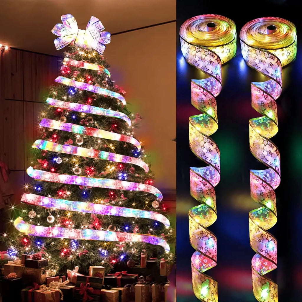 1-10m 2024 ruban de noël fée chaîne lumineuse joyeux noël décorations pour la maison vacances de noël Navidad cadeaux nouvel an 2025