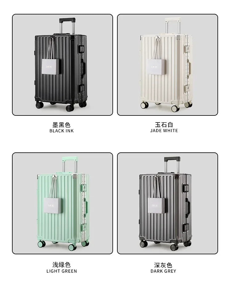 2025 nouvelle valise multifonction avec chargement USB cadre en aluminium + valise PC cabine de voyage porte-monnaie mâle et femelle 28/30 pouces 캐