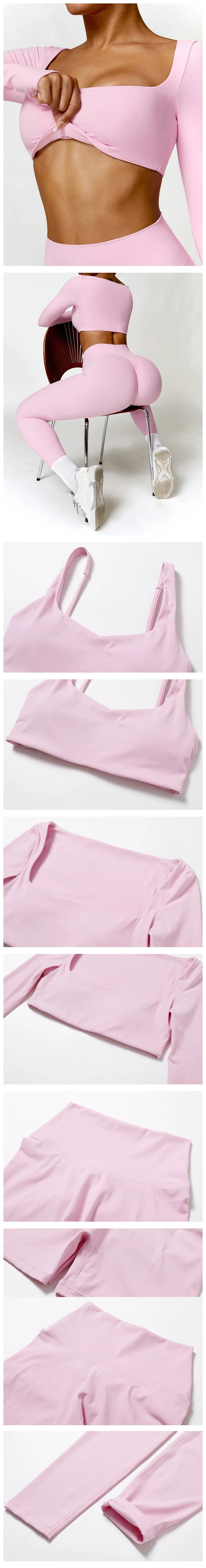 Costume de Yoga 2 pièces vêtements de Sport ensemble de Sport femmes survêtements vêtements de Sport soutien-gorge de Sport Fitness haut à manches longues entraînement Legging ensemble de Yoga