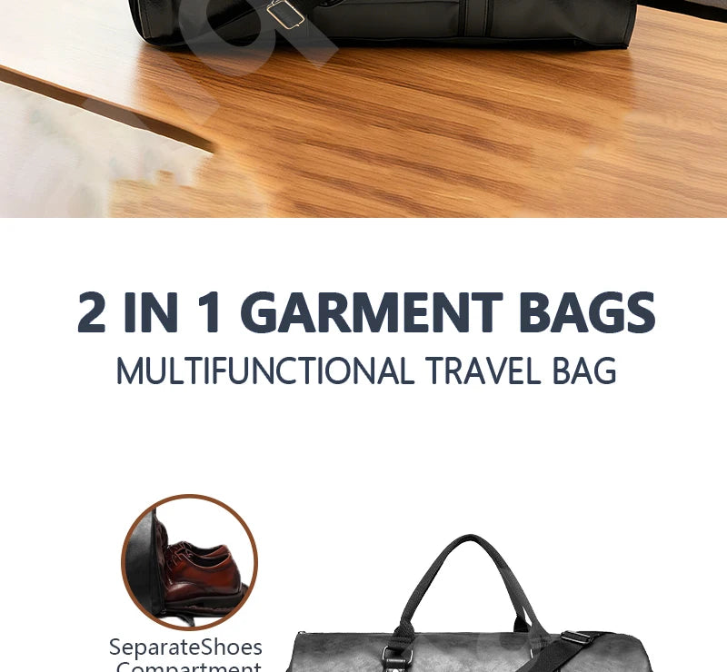 2025 nouveaux hommes grande capacité en cuir étanche week-end voyage affaires Convertible costume sac 2 en 1 main bagage à main sac