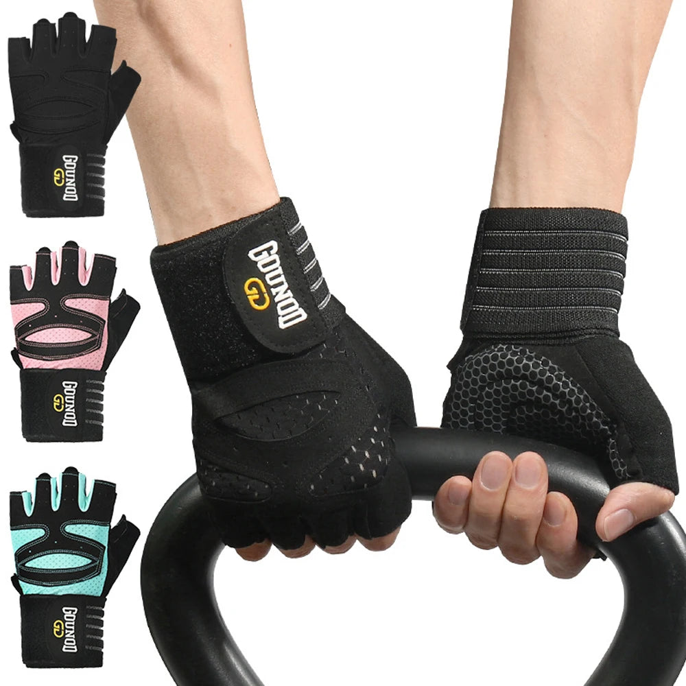 1 paire de gants d'entraînement pour hommes et femmes, gants de musculation rembourrés avec Support d'enveloppe, Protection complète du paume, poignée pour salle de sport Tr