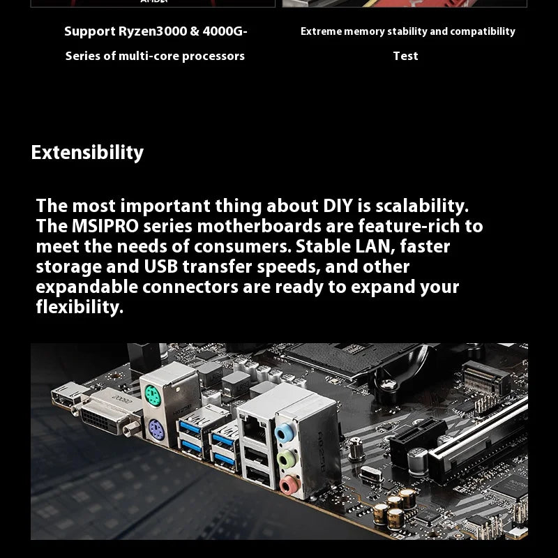 64GB PCI-E 4.0 1x PCI-E 4.0/3.0x16 emplacement USB3.2 bricolage ordinateur de jeu carte mère MSI B550M-A PRO AMD B550 AM4 DDR4-4600MHz (OC)