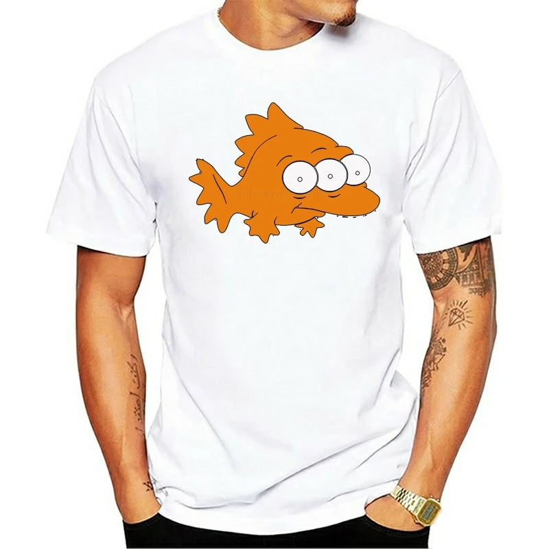 Bande dessinée Blinky T-Shirt Nerd parodie trois yeux monstre poisson t-shirts hommes Camiseta Hombre drôle Alien poisson chemise variante poisson T-Shirt