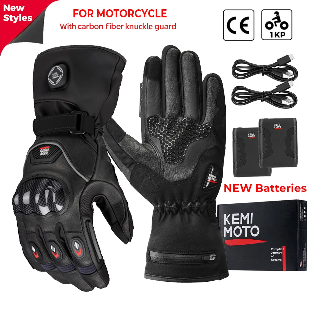 KEMIMOTO ski gants chauffants hiver gants chauffants pour motoneige chaud imperméable Rechargeable chauffage thermique Moto gants