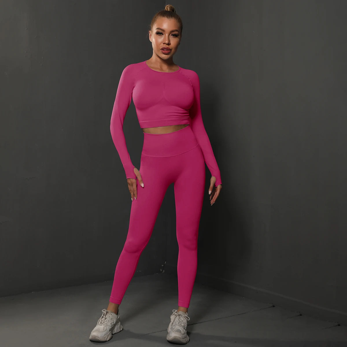 Ensemble de Yoga sans couture, haut court, Leggings taille haute, costumes pour femmes, vêtements d'entraînement de haute qualité, Fitness, ensemble deux pièces pour femmes