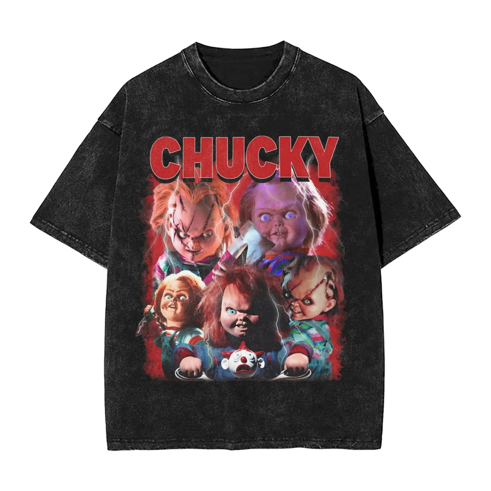 Childs Play Chucky et Tiffany objectifs de relation t-shirts pour hommes t-shirts délavés à manches courtes col rond T-Shirt 100% couverture en coton