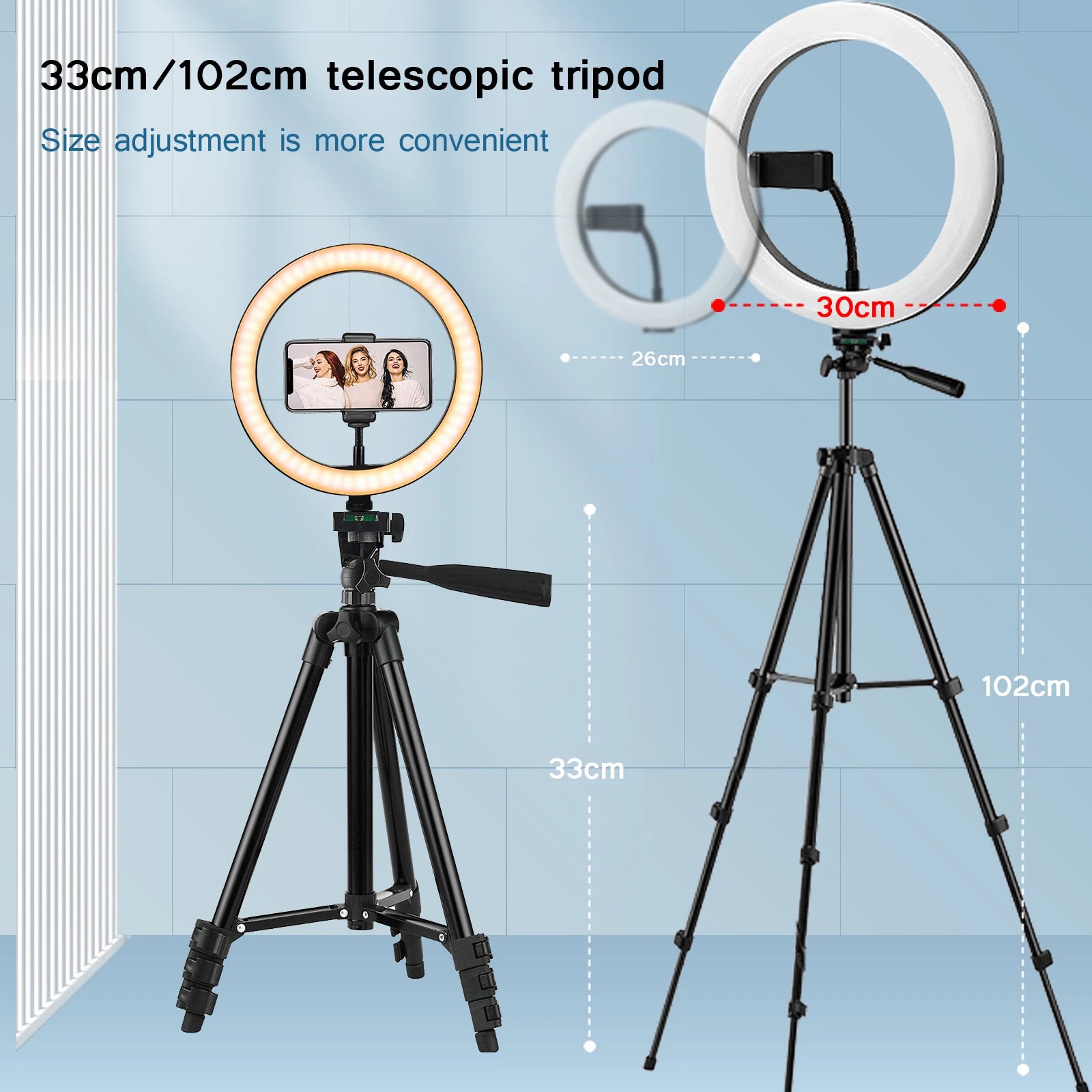 26cm Photo Ringlight Led Selfie anneau lumière téléphone télécommande lampe photographie éclairage avec trépied support Youtube vidéo