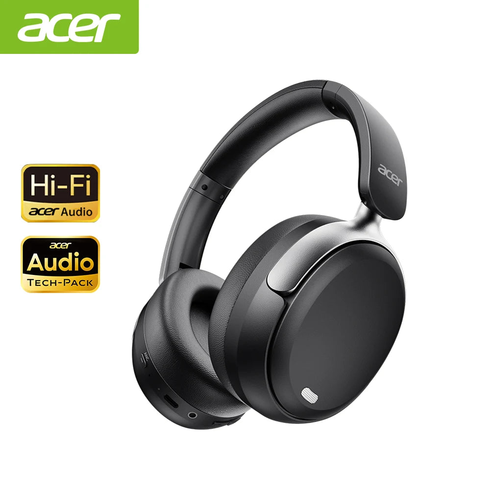 Acer OHR516 ANC casque sans fil 48dB suppression du bruit hi-res Audio spatial écouteur avec LDAC Bluetooth 5.4 sur l'oreille casque