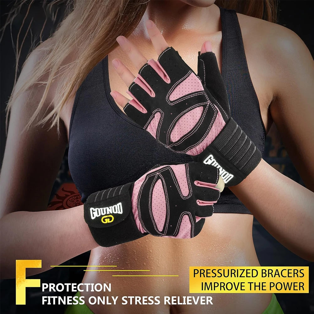 1 paire de gants d'entraînement pour hommes et femmes, gants de musculation rembourrés avec Support d'enveloppe, Protection complète du paume, poignée pour salle de sport Tr