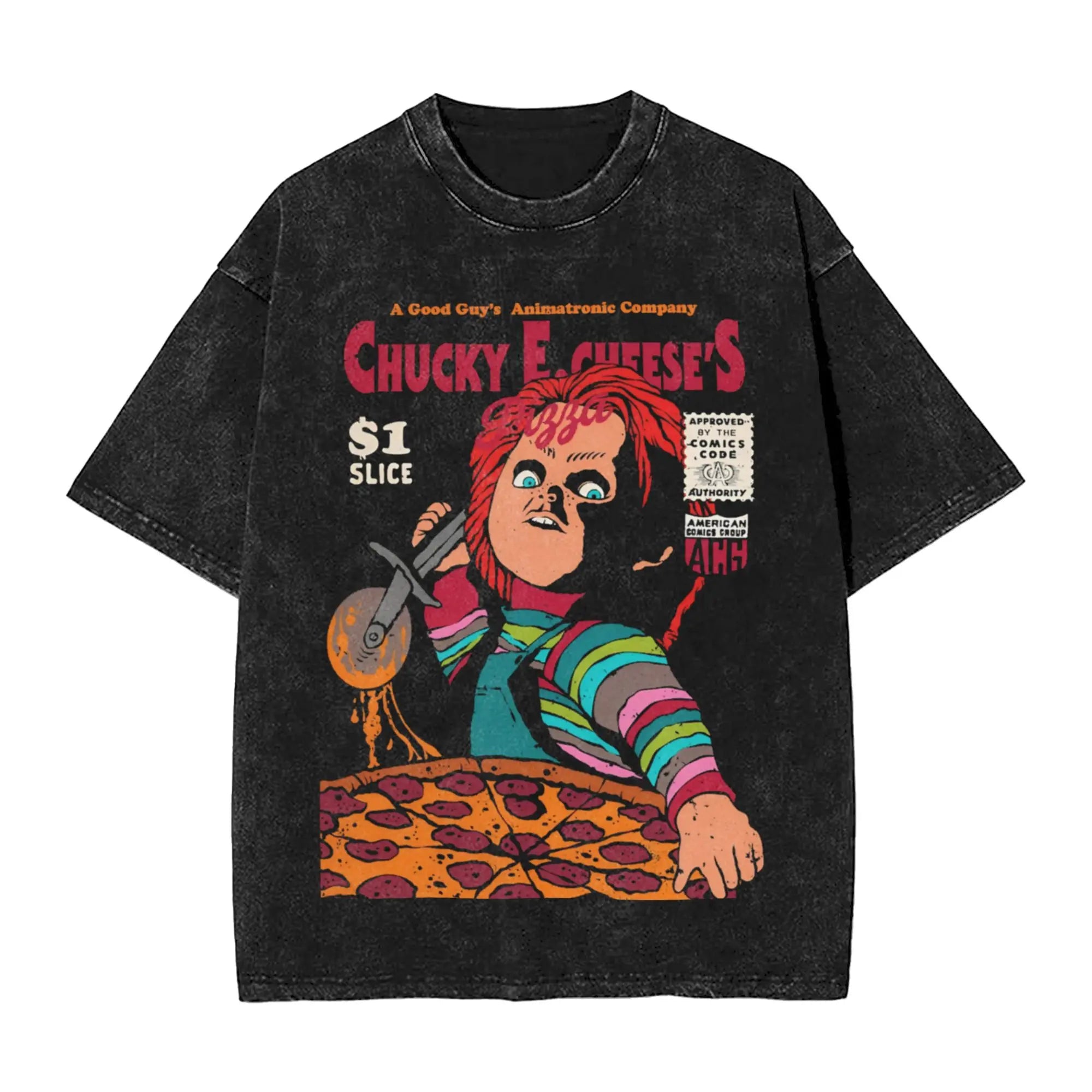 Childs Play Chucky et Tiffany objectifs de relation t-shirts pour hommes t-shirts délavés à manches courtes col rond T-Shirt 100% couverture en coton