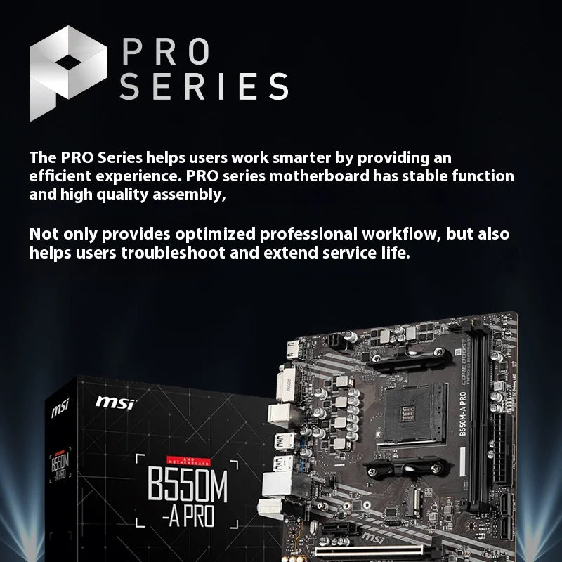 64GB PCI-E 4.0 1x PCI-E 4.0/3.0x16 emplacement USB3.2 bricolage ordinateur de jeu carte mère MSI B550M-A PRO AMD B550 AM4 DDR4-4600MHz (OC)