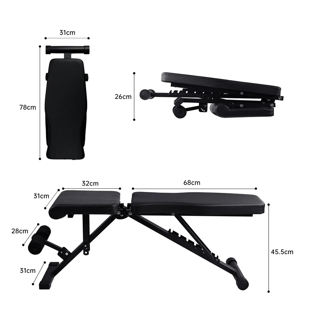 Banc de musculation noir réglable pliable abdominal multifonctionnel gymnase entraînement à domicile