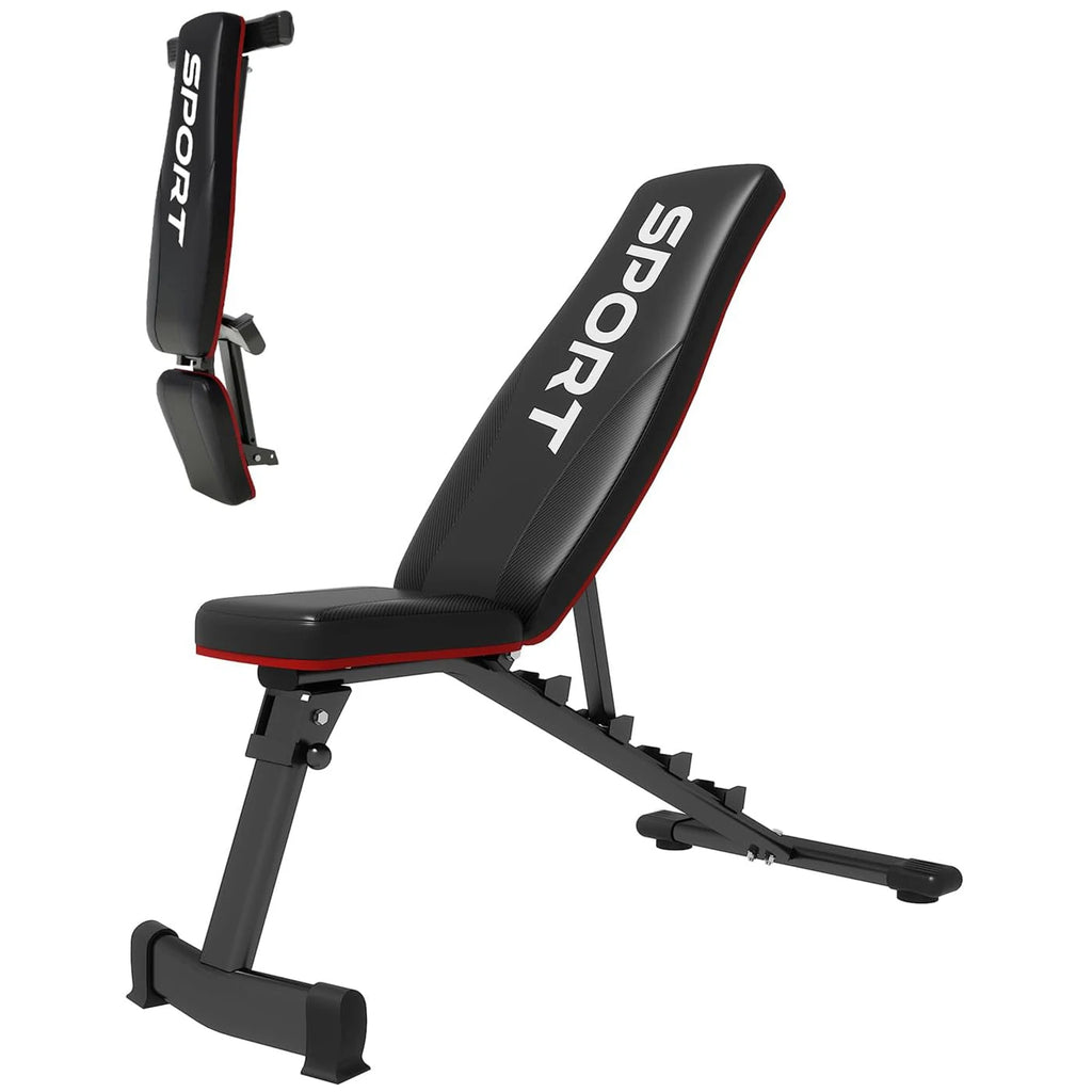 Banc de musculation utilitaire pour entraînement complet du corps, banc d'entraînement incliné pliable avec 5 dossiers, entraînement de force à domicile pliable rapide