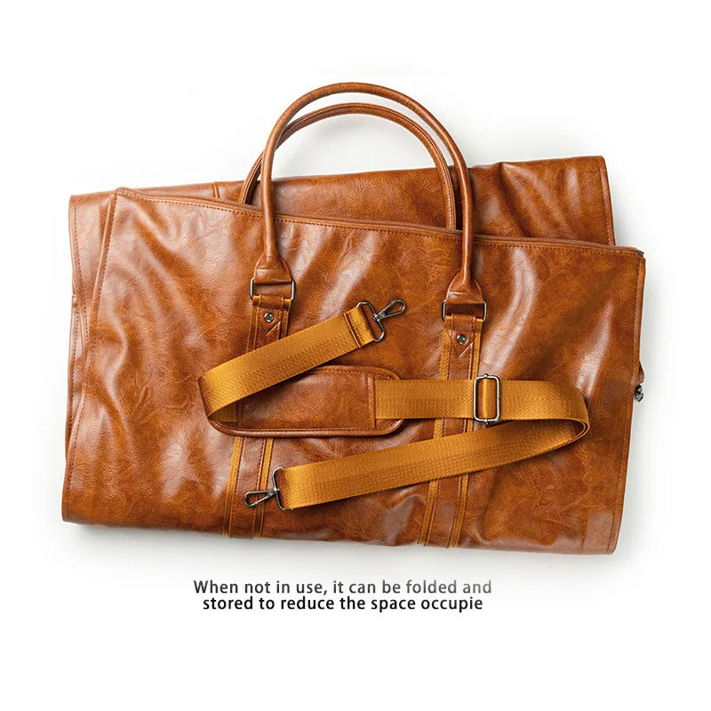 2025 nouveaux hommes grande capacité en cuir étanche week-end voyage affaires Convertible costume sac 2 en 1 main bagage à main sac