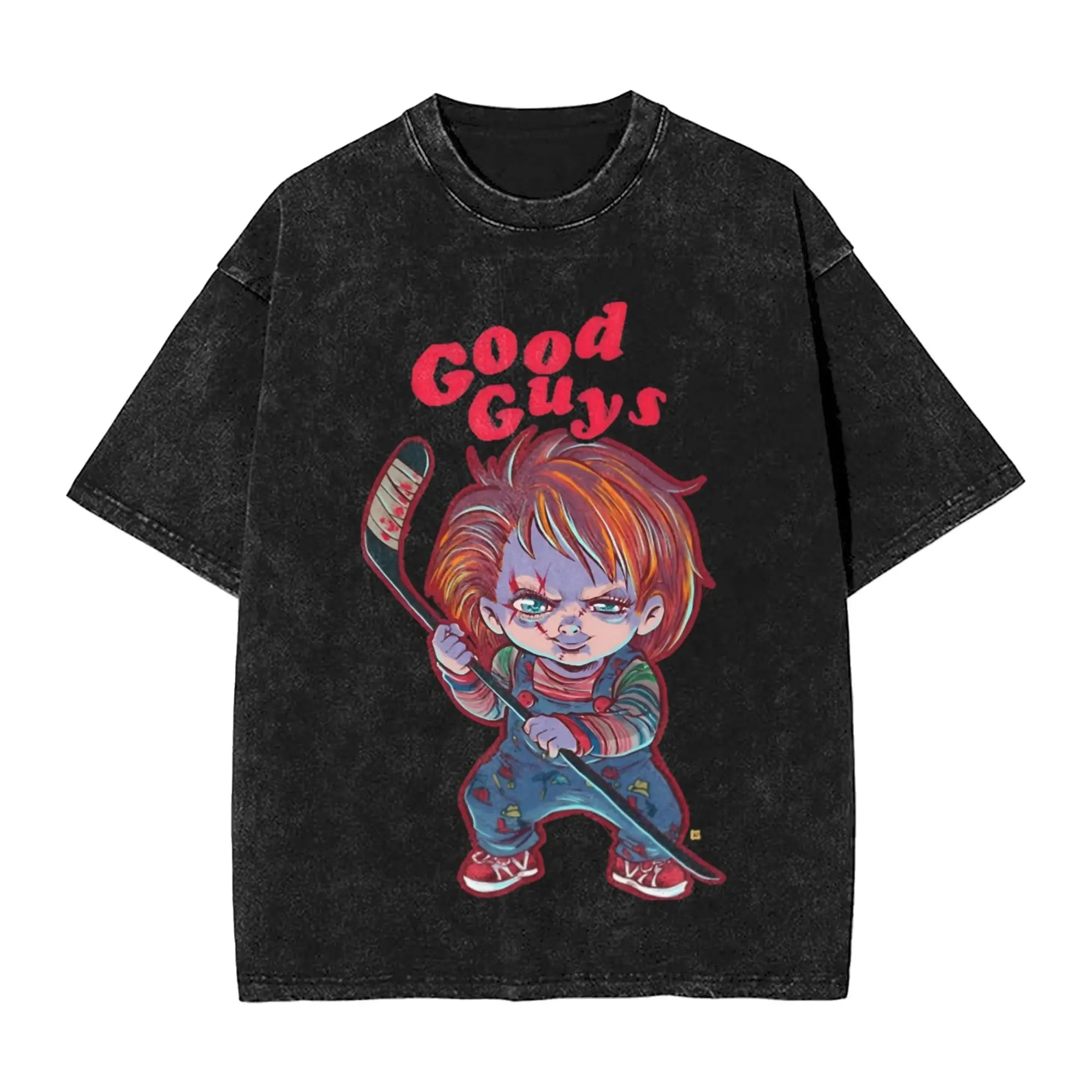 Childs Play Chucky et Tiffany objectifs de relation t-shirts pour hommes t-shirts délavés à manches courtes col rond T-Shirt 100% couverture en coton