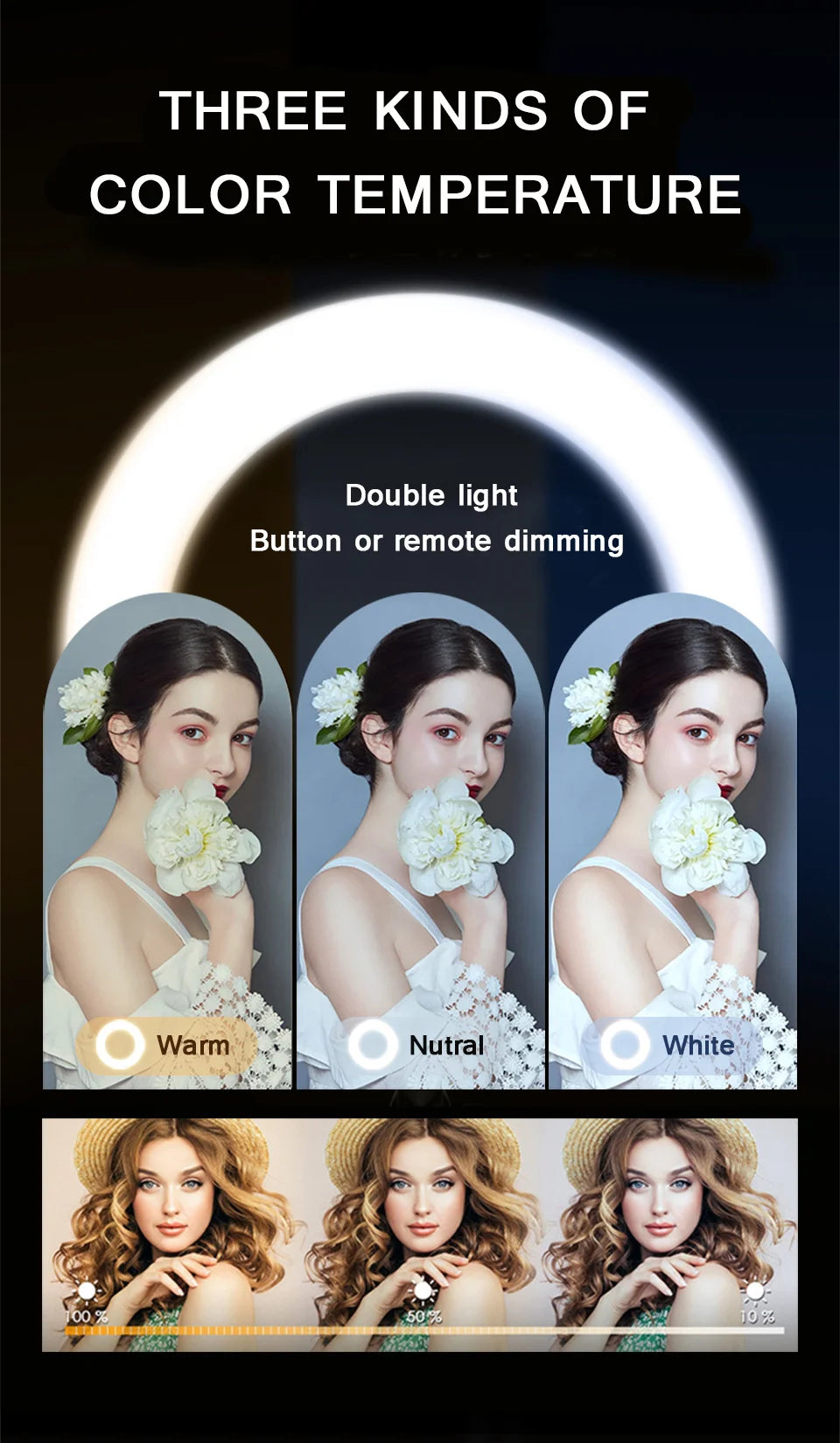 26cm Photo Ringlight Led Selfie anneau lumière téléphone télécommande lampe photographie éclairage avec trépied support Youtube vidéo