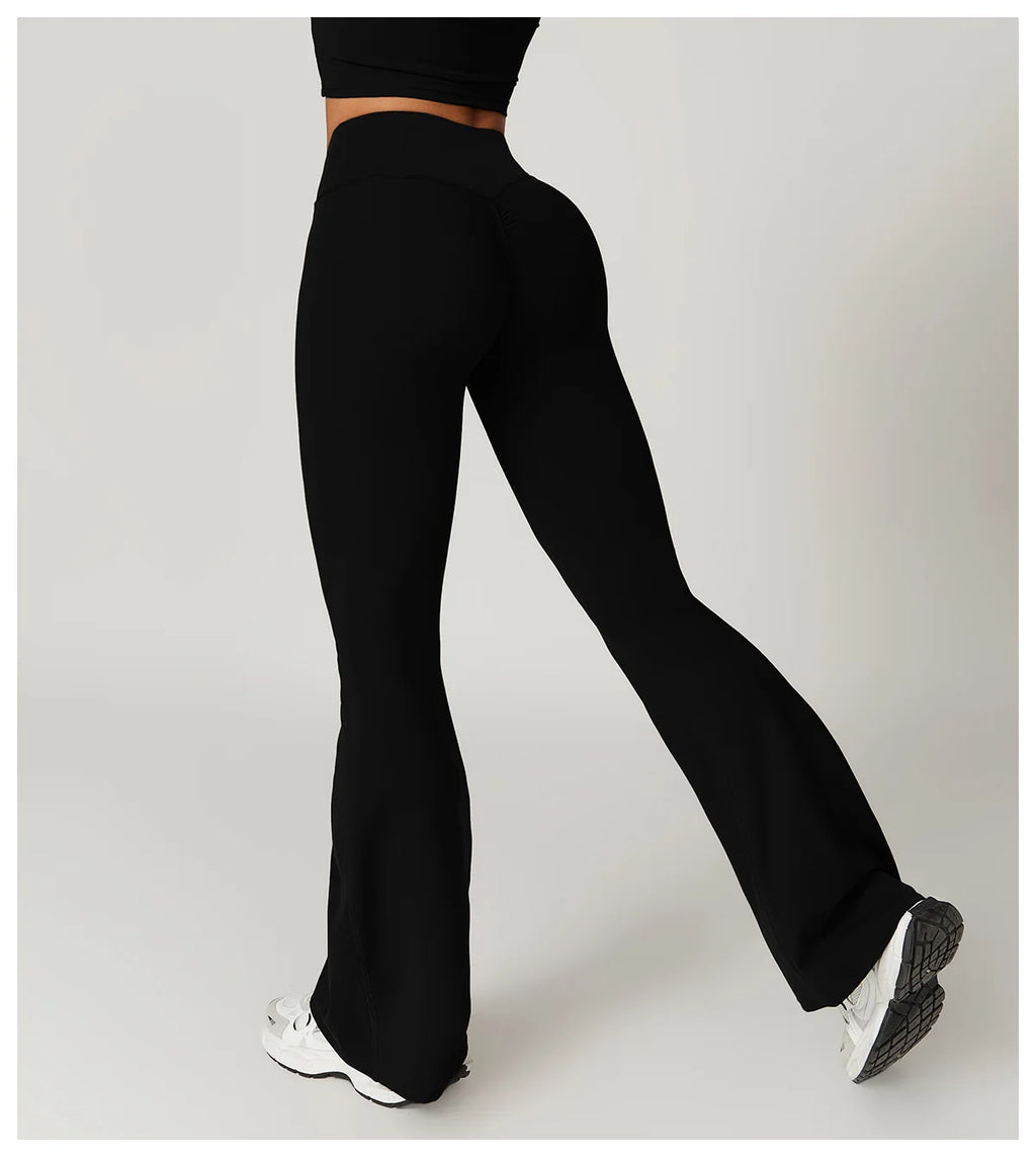 Pantalon évasé taille haute pour femme, leggings de yoga, leggings de fitness respirants, collants assiste, pantalons de sport, gym, course à pied, danse
