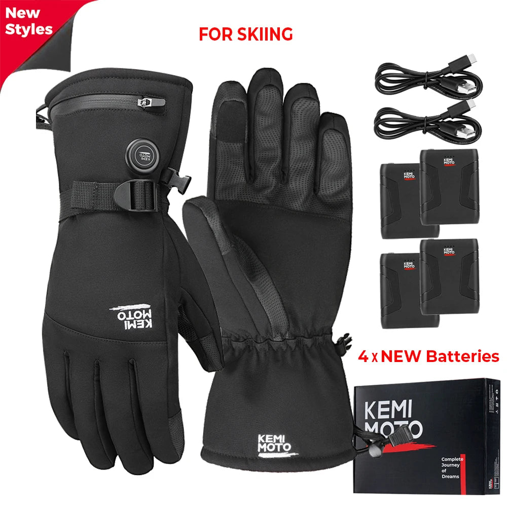 KEMIMOTO ski gants chauffants hiver gants chauffants pour motoneige chaud imperméable Rechargeable chauffage thermique Moto gants