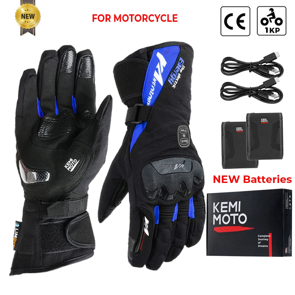 KEMIMOTO ski gants chauffants hiver gants chauffants pour motoneige chaud imperméable Rechargeable chauffage thermique Moto gants