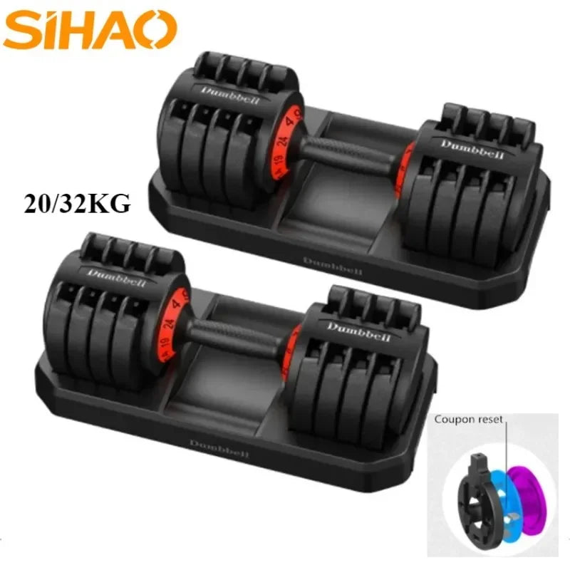 VEVOR Haltère réglable en acier 24/40KG 52.5/90LBS Fitness pour salle de sport à domicile, entraînement des bras et des muscles avec système QuickLock (rouge/noir)
