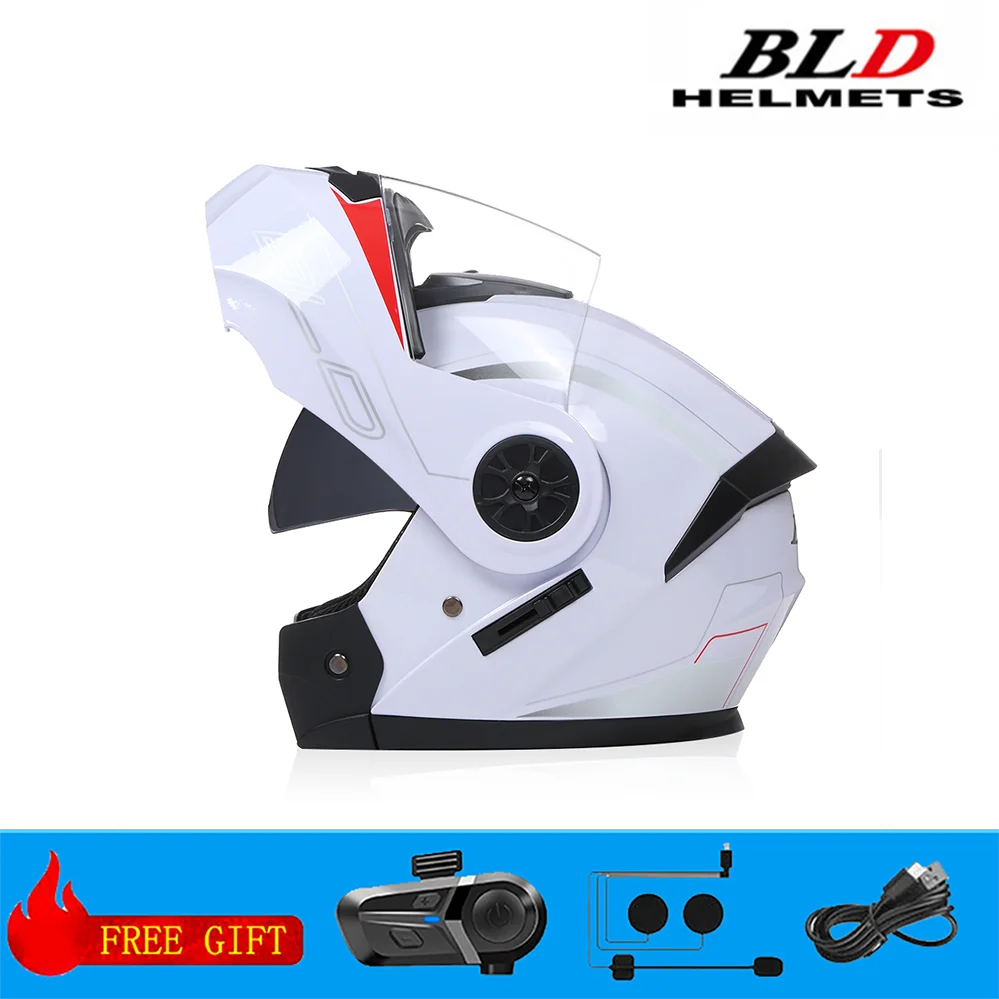 BLD Casque modulaire de moto rabattable Design intégral double visière antibuée léger durable matériau ABS Moto Racing Street