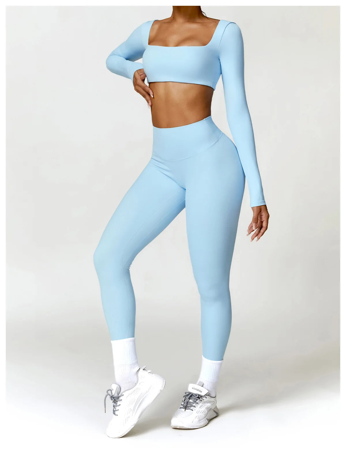 Costume de Yoga 2 pièces vêtements de Sport ensemble de Sport femmes survêtements vêtements de Sport soutien-gorge de Sport Fitness haut à manches longues entraînement Legging ensemble de Yoga