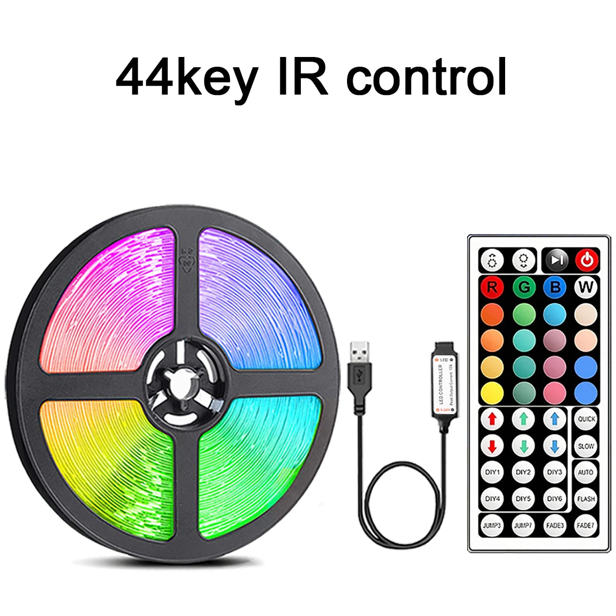 Bande lumineuse Led avec télécommande à 44 touches, 1m, 5m, 10m, 20m, RGB, pour salle murale, maison, chambre à coucher, décor de fête, rétro-éclairage TV