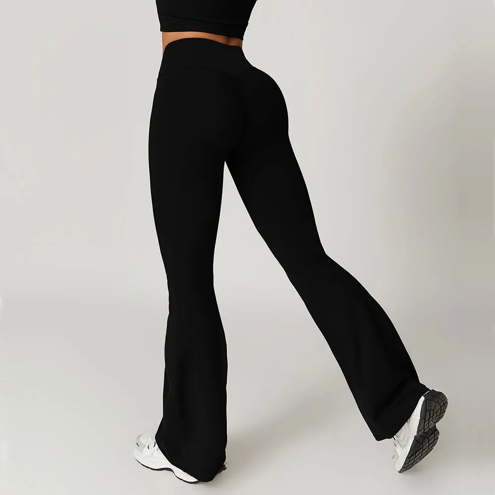 Pantalon évasé taille haute pour femme, leggings de yoga, leggings de fitness respirants, collants assiste, pantalons de sport, gym, course à pied, danse