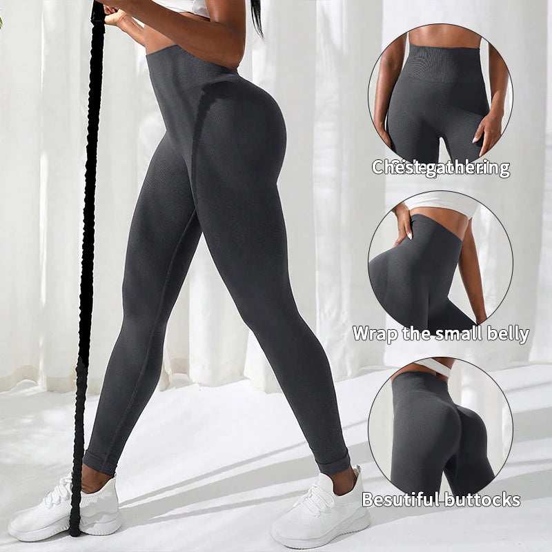 Pantalons de Yoga pour femmes, vêtements de sport sans couture, extensibles, taille haute, exercice athlétique, Leggings de Fitness