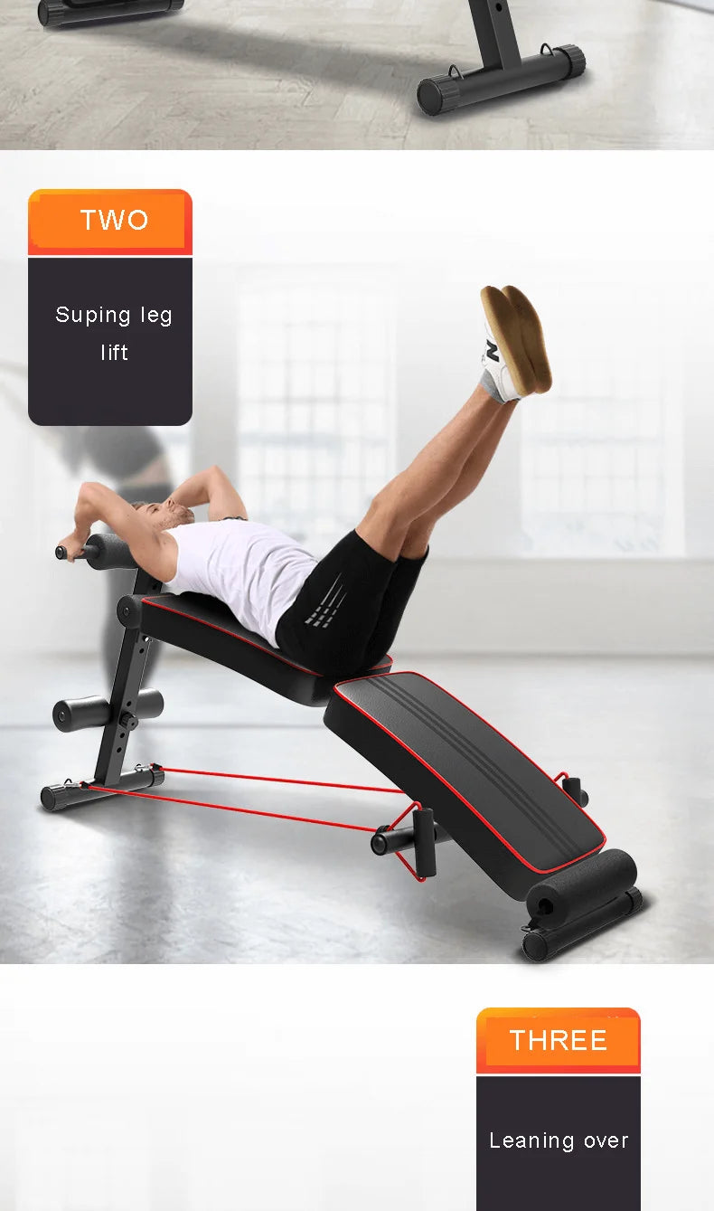 banc pliant pour l'entraînement abdominal et les muscles équipé d'une corde de tension, de jambe de force incline et de rehausseur