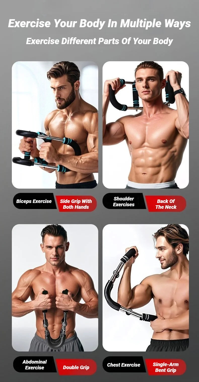 Exercice de bras réglable en forme de U avec poignée en mousse, barre d'entraînement à ressort, avant-bras, Triceps, extenseur de poitrine, équipement de Fitness Portable