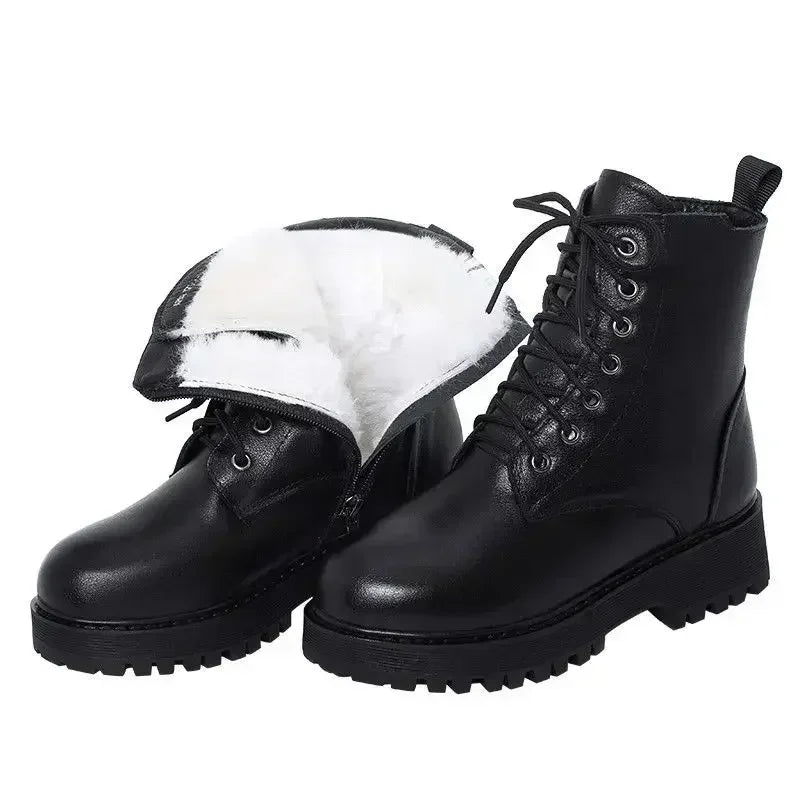 2025 hiver cuir femmes bottes d'hiver laine épaisse chaud femmes à talons hauts véritable botte de haute qualité femme bottes de neige femmes chaussures