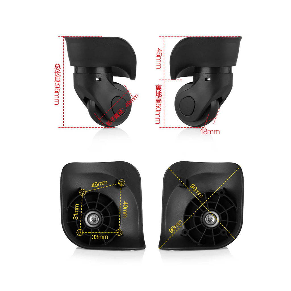 2 pièces valise pivotante bagages roues de remplacement pour étui de voyage