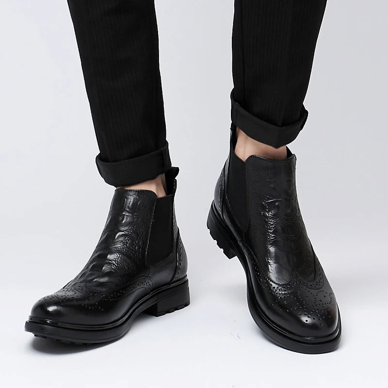 Bottes de style britannique en cuir véritable pour hommes, bottes de rinçage élégantes, mode, chaussures de marche hautes, nouveau design, bottes de moto