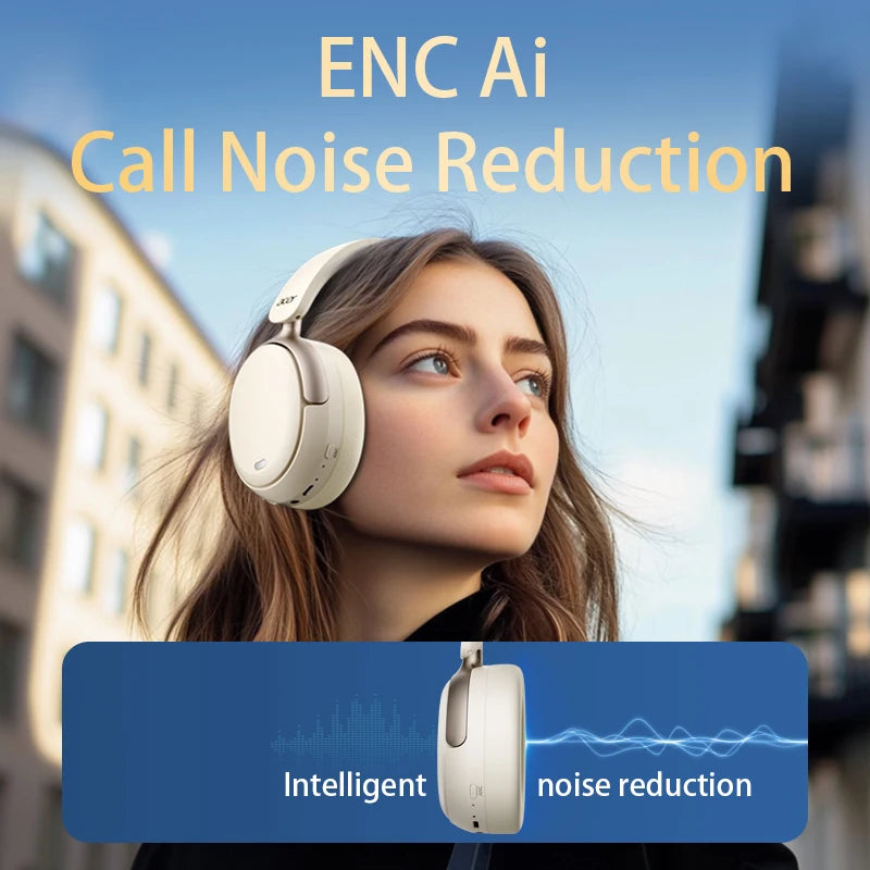 Acer OHR516 ANC casque sans fil 48dB suppression du bruit hi-res Audio spatial écouteur avec LDAC Bluetooth 5.4 sur l'oreille casque